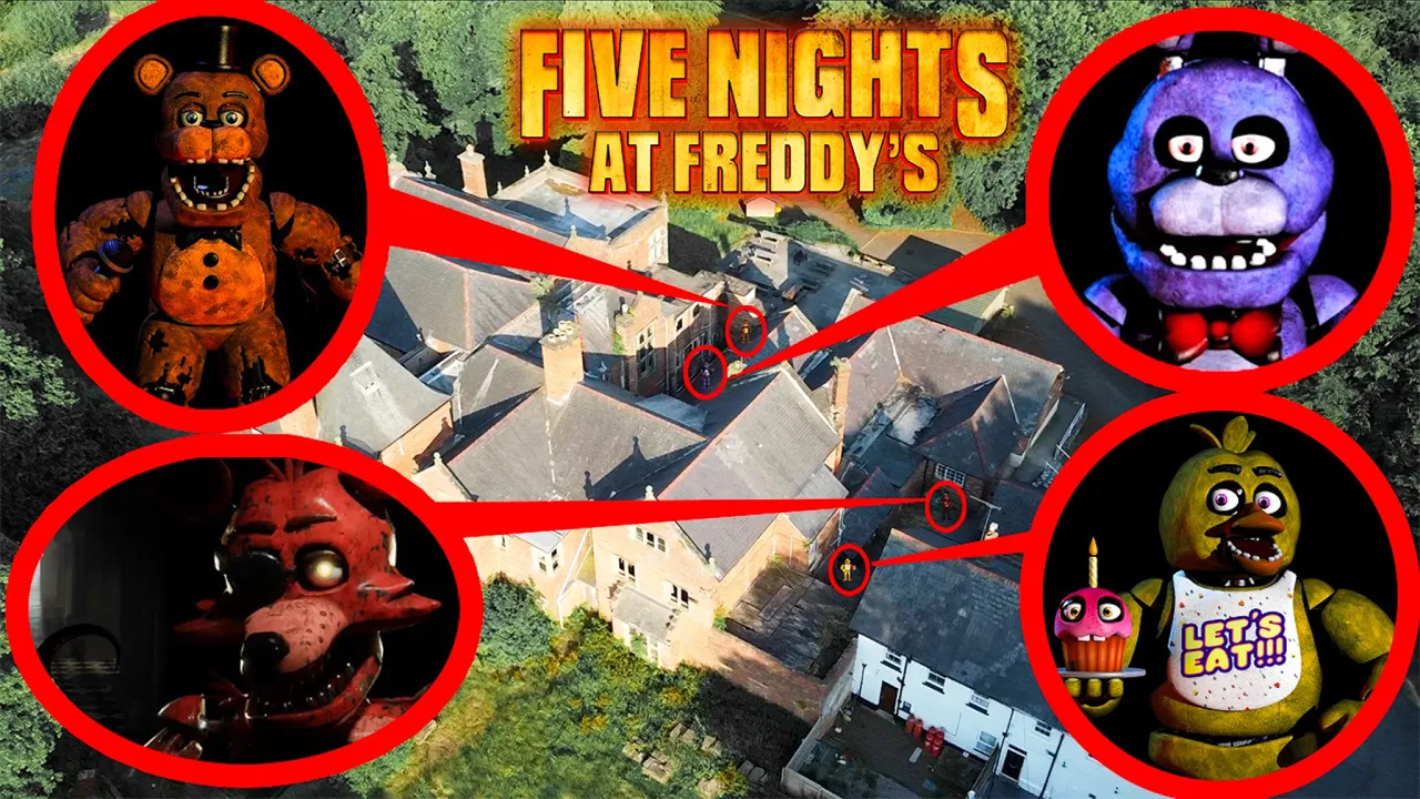 DRONE CATCHES FNAF ANIMATRONICS IN REAL LIFE AT HAUNTED PIZZERIA MANSION (OMG)
