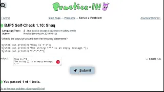 Java Practice-it Introduction to Java Programming Self-Check 1 10 Shaq