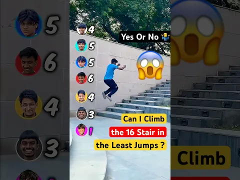 Can I Climb the 16 Stairs in Least Jumps 😨? YES or NO 🤷‍♂️ #jump #parkour #challenge