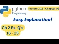 Ch 2 Ex Q s 16 - 25 Urdu Hindi Lec 2 12 Ch 2 Pthon Programming for Beginners