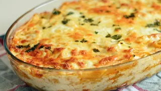 white sauce pasta and chicken bake creamy bechamel sauce