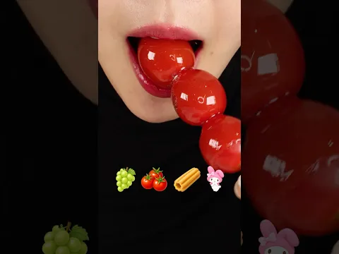 ASMR GIANT GRAPE, CANDIED CHERRY TOMATO, CHURROS, CUTE JELLY MUKBANG