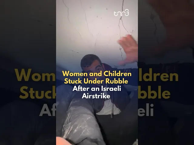 Women and children are found stuck under the rubble after an Israeli airstrike targeted their home.