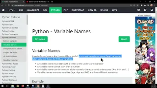 W3schools Python Variable Names
