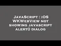 JavaScript iOS WKWebView not showing javascript alert dialog