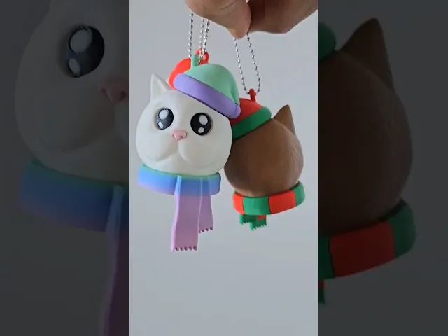 Cat Head with Scarf Ornament / Multiparts / Multicolor / No Supports video thumbnail
