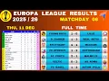 EUROPA LEAGUE RESULTS TODAY -  Matchday 6 • Europa Table Standings Today • Europa League Table 25/26