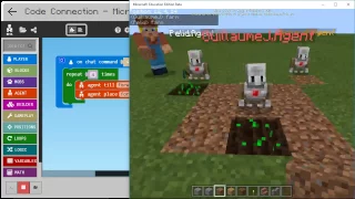Farming with the agent - MakeCode for Minecraft Code Builder