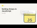 JavaScript - Web development basic Series Sorting Arrays in JavaScript