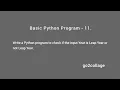 EP 11 Language Python Basic Program I go2collage