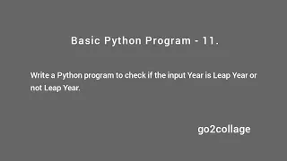 EP 11 Language Python Basic Program I go2collage