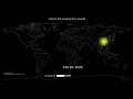 Corona Virus spread visualization using Python and Cartopy in Dark theme