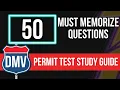 Permit Test Study Guide 2026 50 Must Memorize Questions