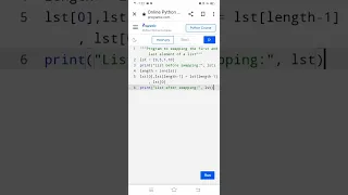 Program to swap the first and last element of a list in Python