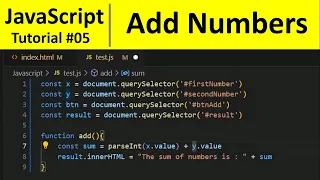 JavaScript Tutorial 5 - Exercise Find sum of Numbers Entered by user in JavaScript