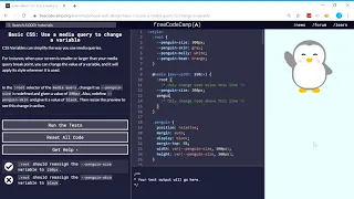Basic CSS Use a media query to change a variable freeCodeCamp