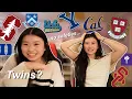 twins panic over realistic college decisions ivies UCs t20 2026 COLLEGE DECISION REACTIONS