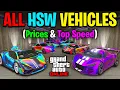 ALL HSW Vehicles Prices in GTA Online Fastest Cars in GTA 5