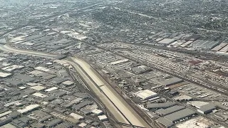 On approach and landing at LAX Los Angeles International Airport