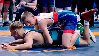 U17 Domantas Merkelis (LTU) vs Leo Sänäjoki (FIN) 55kg. Greco-roman boys youth wrestling. C-cam-man