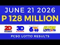 Lotto Result Today 9PM June 21 2026 PCSO
