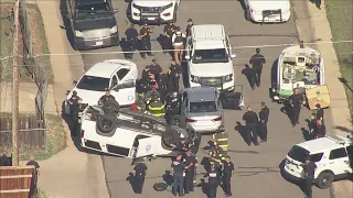 2 Officers Injured When Denver Police Vehicle Flips Onto Roof During Suspect Pursuit