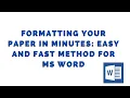 How to format a word document in minutes MS Word formatting Tips - Researchbeast