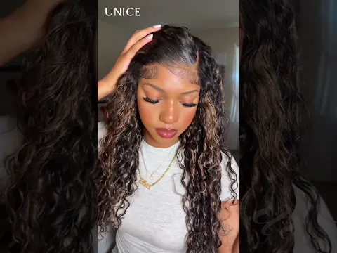 Beautiful Glueless Golden Hightlight Water Wave Wig! #hairstyle #hairtutorial