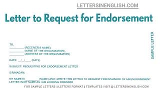 Letter to Request for Endorsement - Sample Letter Requesting Endorsement Letter