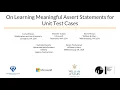 On Learning Meaningful Assert Statements for Unit Test Cases