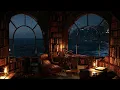 Tranquil Shelter Lighthouse Library Ambience | ASMR Beach Night | Ocean Waves & Deep Sleep Sounds