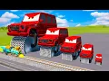 Download Lagu Big \u0026 Small Red Vizor with Double Monster Saw Wheels VS Train | BeamNG.drive