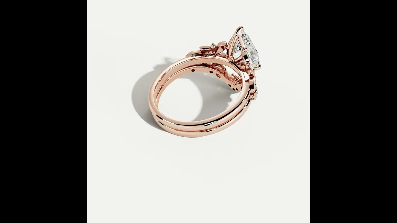 Ariadne丨Pear Cut Lab-Grown Diamond Botanical Bridal Ring Set