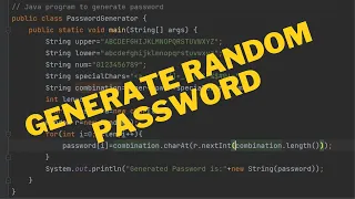 Random Password Generator in Java Generate Password using Java