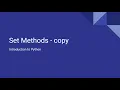 Introduction to Python - Set Methods