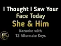 Lagu She \u0026 Him - I Thought I Saw Your Face Today Karaoke Instrumental Lower Higher Male \u0026 Original Key