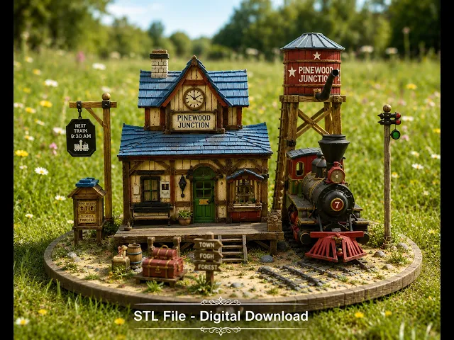 Pinewood Junction Railway Station STL File for 3D Print video thumbnail