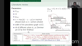 Scheduling seminar Claire Hanen Sorbonne U Fixed Parameter Tractability of Scheduling