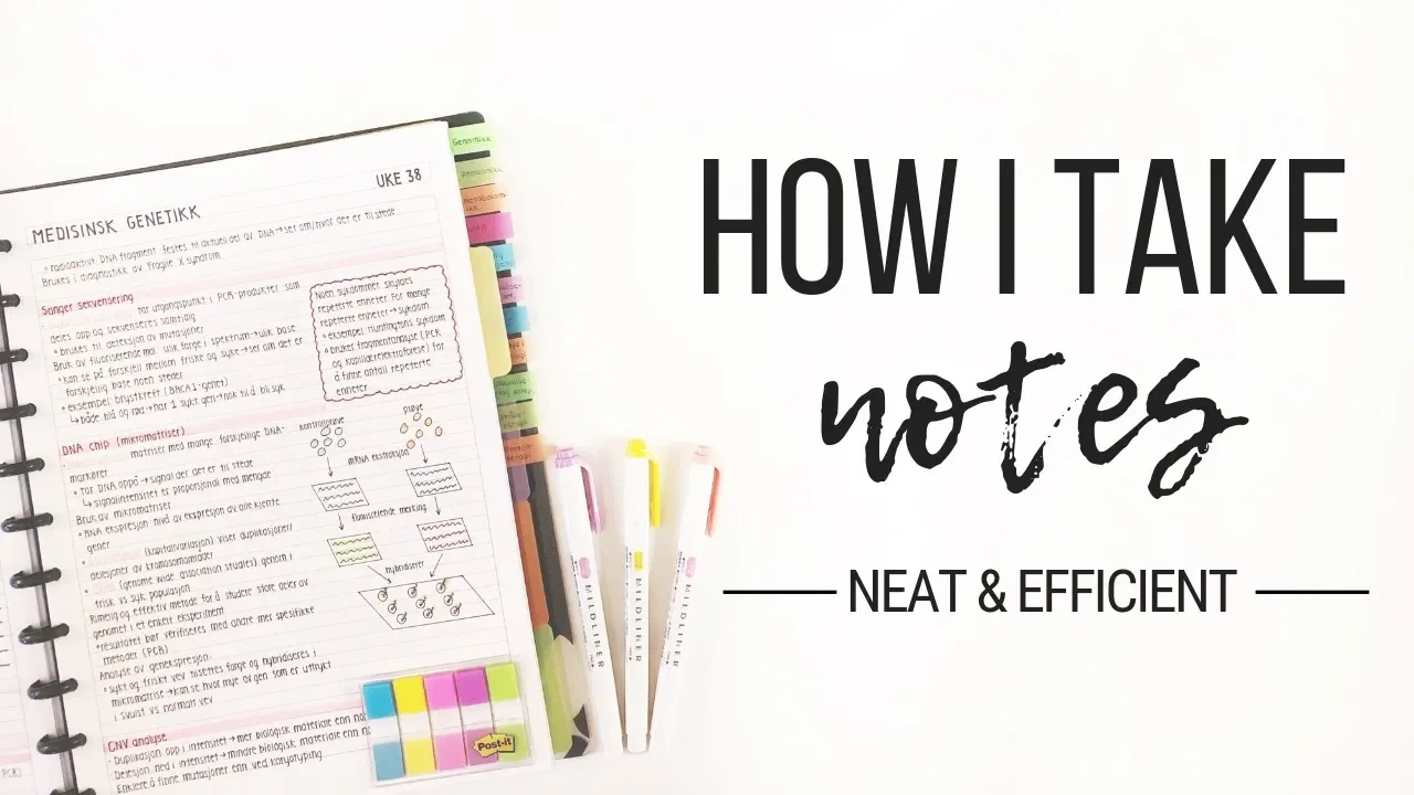 Outline Video How I take notes - Tips for neat and efficient note taking | Studytee