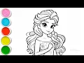 Cute Elsa Frozen Drawing for kids Painting Coloring for kids Toddlers Let s Draw Together