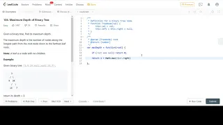LeetCode 104 Maximum Depth of Binary Tree JavaScript Solution