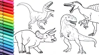 Drawing and Coloring Dinosaur Collection 2 - How to Draw and Color Jurassic World Dinosaurs