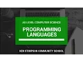 AS Level Computer Science - CLASSIFICATION OF PROGRAMMING LANGUAGES