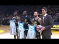 STEPHEN CURRY DRAYMOND GREEN ANDREW WIGGINS CELEBRATES AND RECEIVED THEIR ALL STAR RINGS