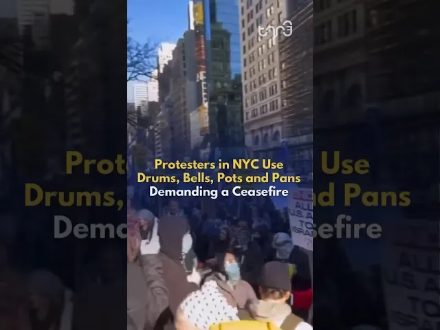 ⁣Thousands of protestors gather in NYC to speak up against US & Israel demanding a ceasefire. #news