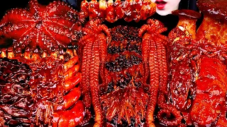 ASMR SPICY SEAFOOD,OYSTER,OCTOPUS,ENOKI MUSHROOMS,SQUID, ROBSTER, BULDAK,매운 굴 해물찜 팽이버섯 불닭 먹방 MUKBANG