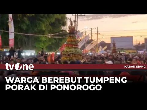 Berebut Tumpeng Porak di Ponorogo Diwarnai Aksi Saling Dorong