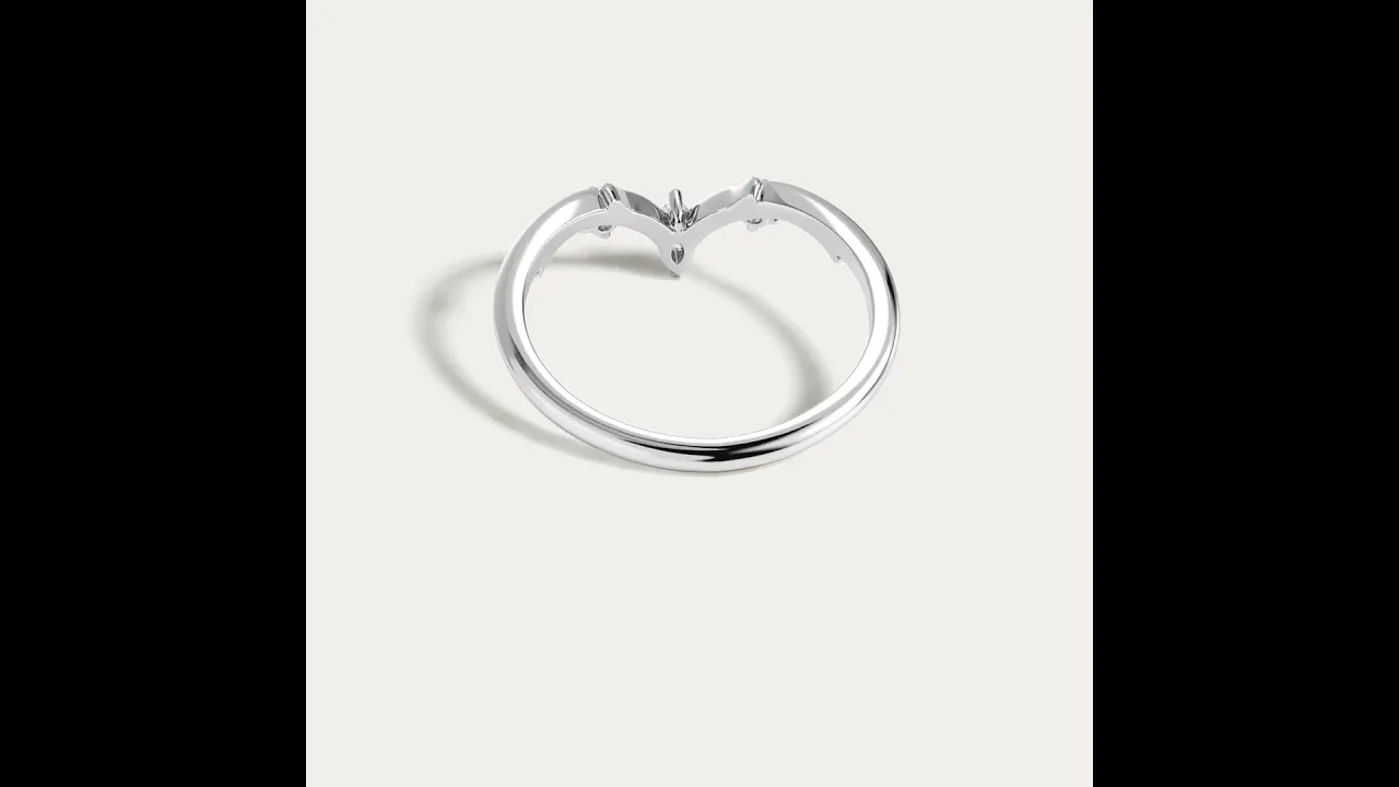 Marquise Crown-Curved Three-Stone Lab Diamond Wedding Ring