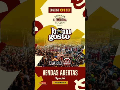 ALÔ, BOM GOSTEIROS! Dia 01/11, véspera de feriado, tem Bom Gosto no Quintal da Clementina! .