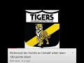 Mario from Doncaster vomits all over himself when Richmond lose by 130 points